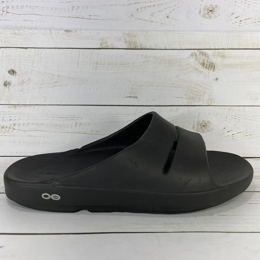 Oofos Ooahh Slide Sandals Mens Size 9 Black Comfort Recovery Shoes, Womens 11